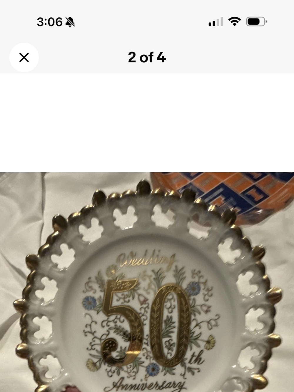 50th Anniversary Decorative Commemorative Plate - Gold and White